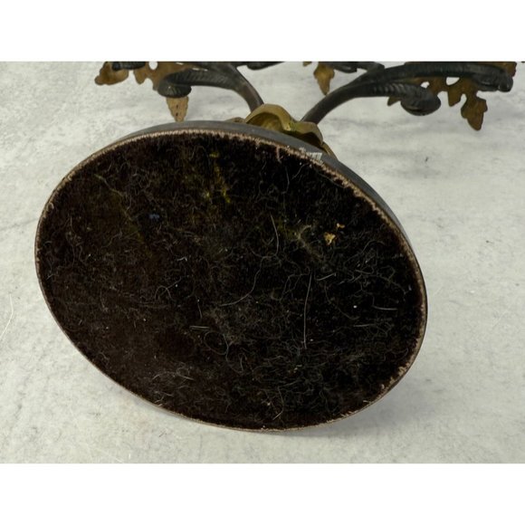 Vintage Ornate Wrought Iron and Brass 3 Arm Candelabra Candle Holder 12" tall - Picture 7 of 9